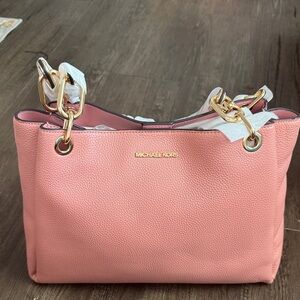 Michael Kors Coral Shoulder Bag with Gold Accents
